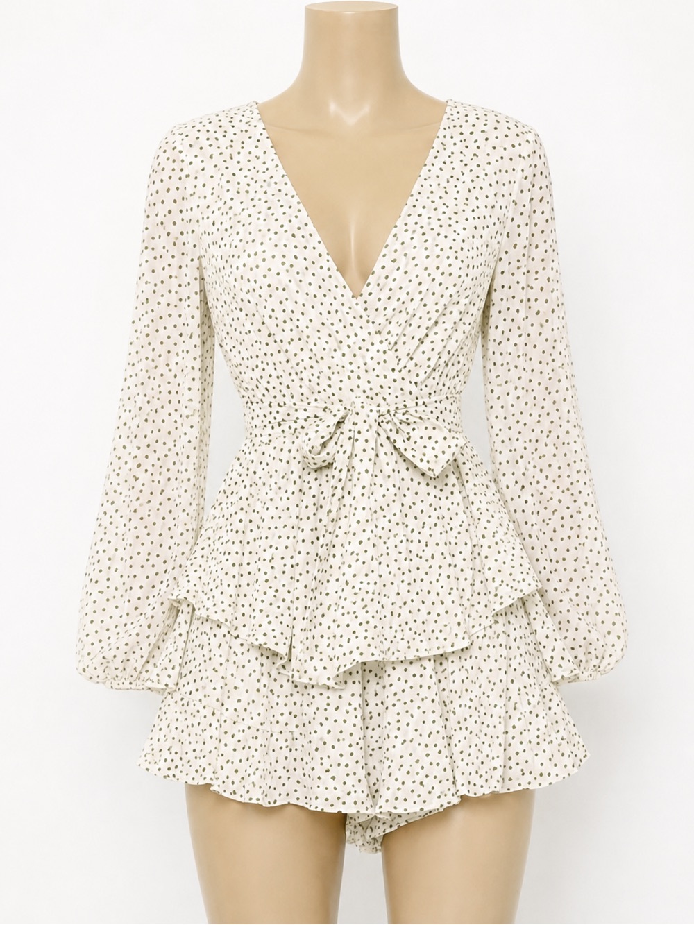🆕 Polka Dot Wrap Romper with Tie Waist
